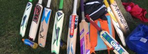 Cricket bats during practice