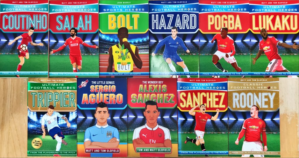 A display of kids football books