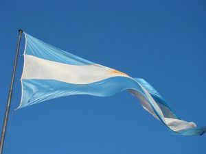 Argentinian flag representing the country of Bielsa, Simeone, Menotti and Bilardo. And Maradona.